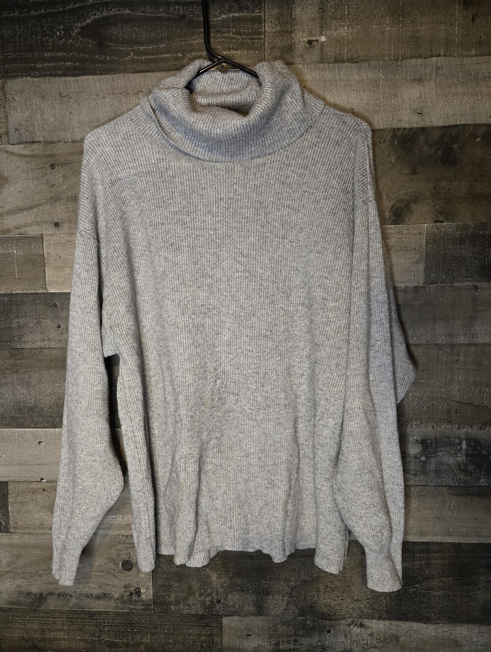 Free People Oversized Gray Ribbed Turtleneck Sweater